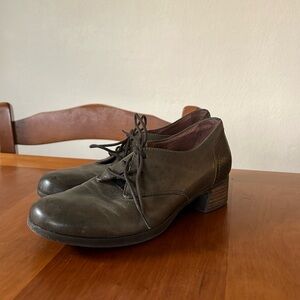 Dansko Louise Oxfords Shoes Women's Green Leather Lace Up Mid Heel EUR 37
